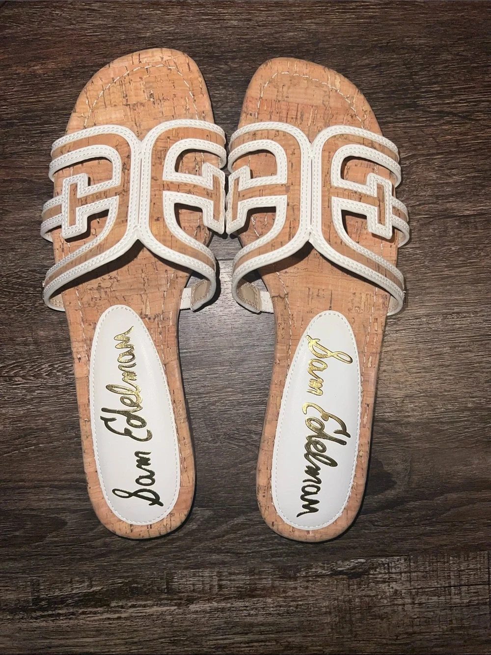 Sam Edelman White Trim Cork Slide Sandal - Picture 2 of 4